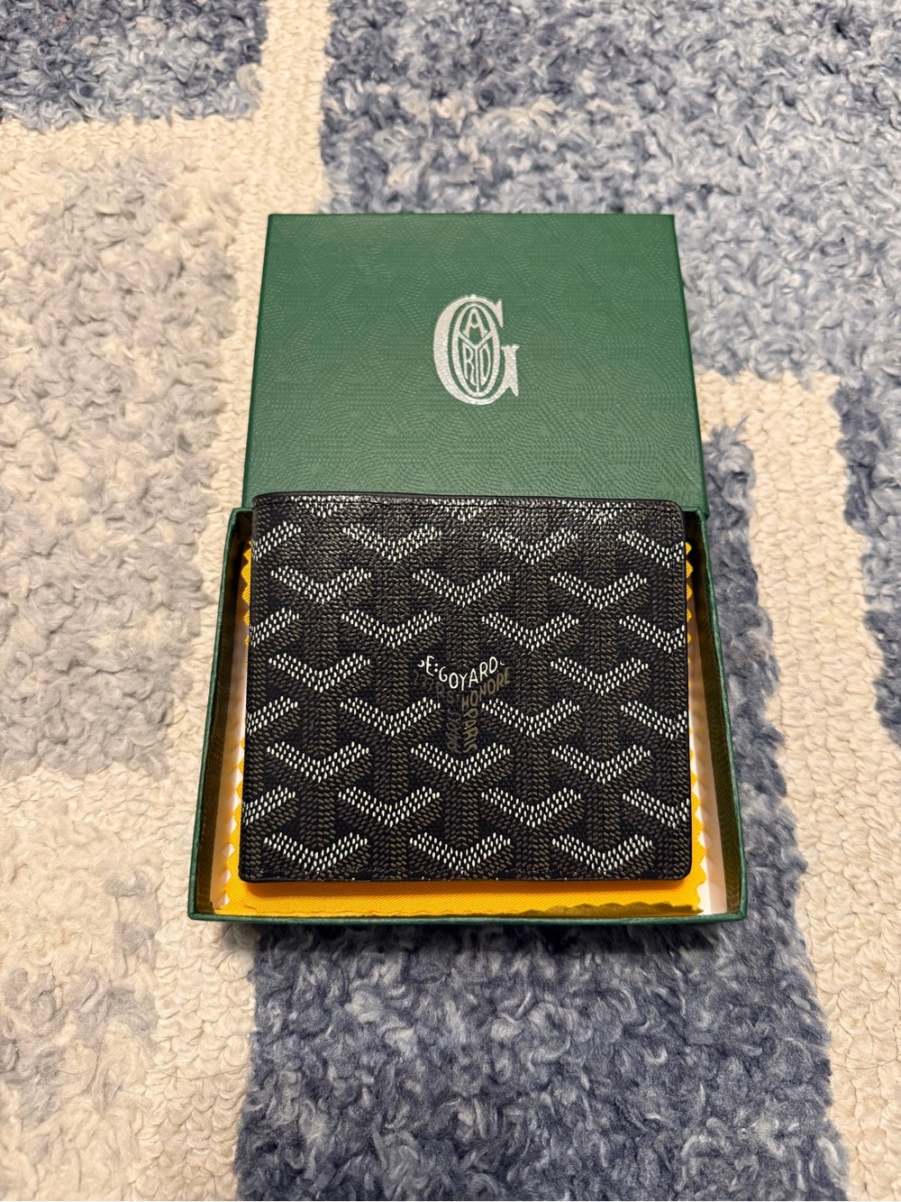 Goyard Black Chevron Card Holder Wallet